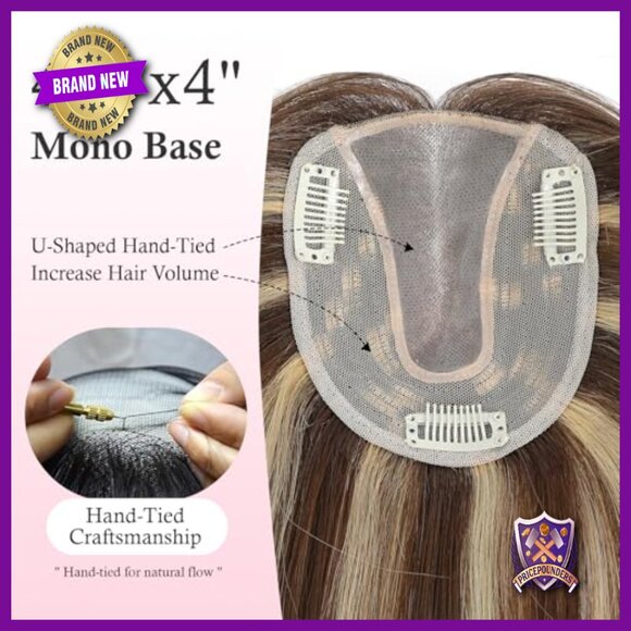 12 Inch Human Hair Topper for Thinning Hair, Mono Base, Heat-Friendly main image 4